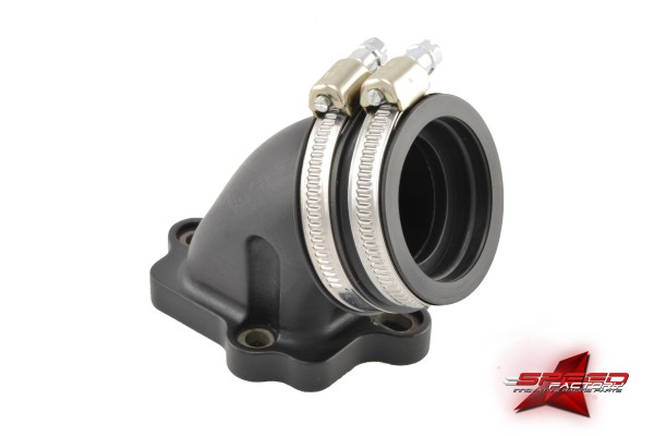 Roost intake header 32/34mm, Minarelli horizontal, straight back version, frontal mount also possible, carburettor connection diameter 40mm, valve-side internal dimensions 31,5x31,5mm