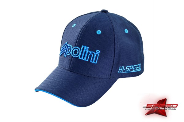 Kappe Polini Evo2 blau, "POLINI Logo" türkis, 100% Polyester